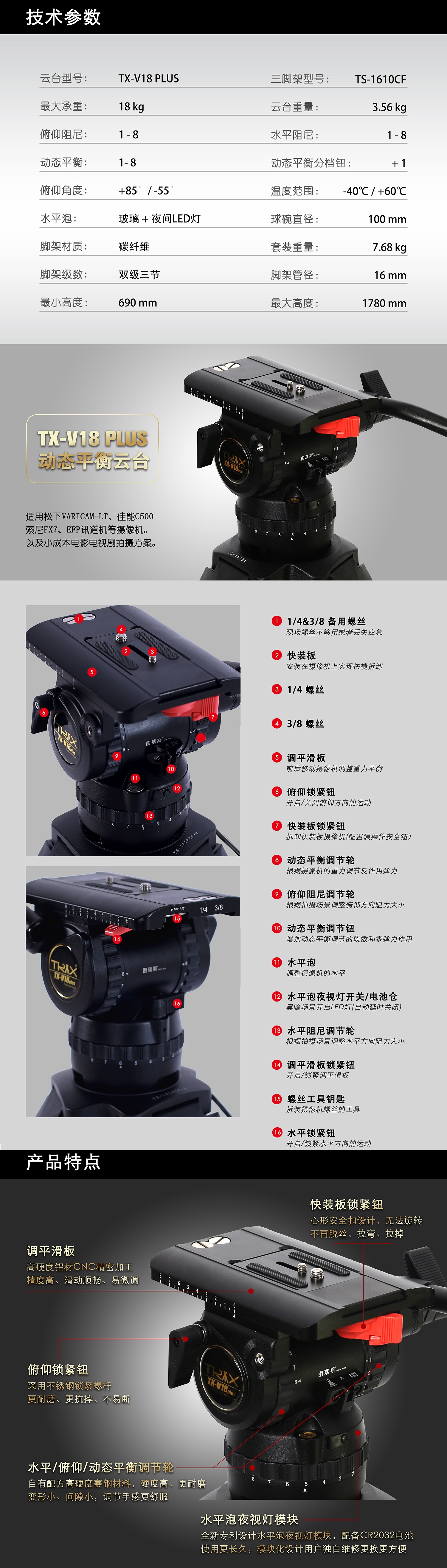 TX-V18T PLUS 套装-图瑞斯高级液压云台&三脚架官方网站